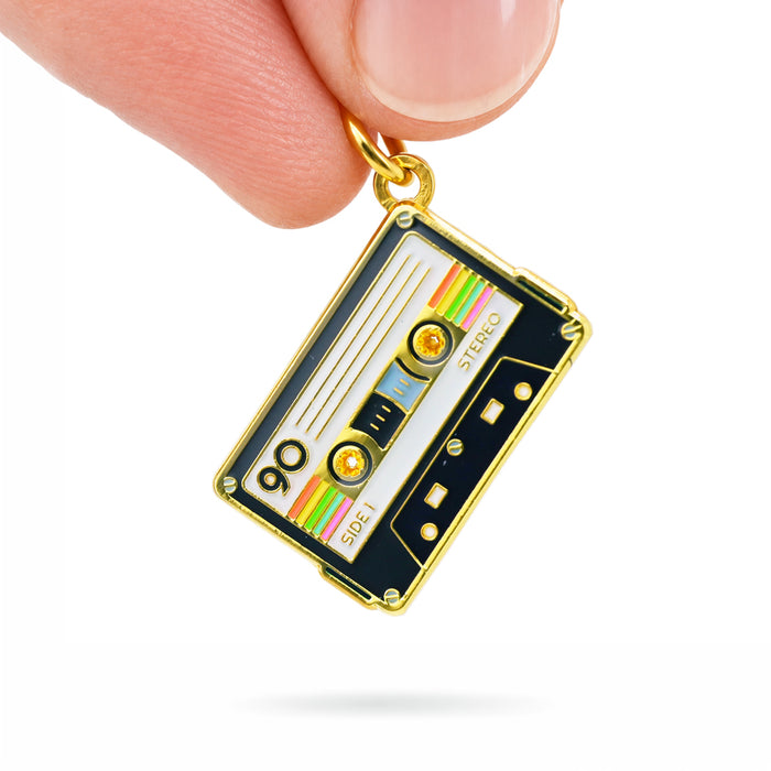 Black Cassette Tape Enamel Charm – Midnight Mix