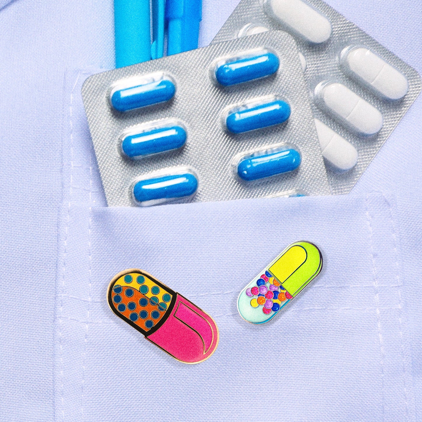 Medical Capsule Pill Enamel Pin Bundle