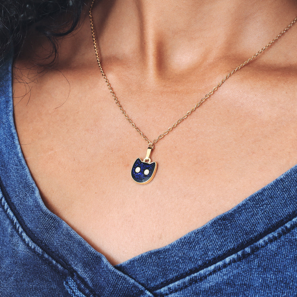Glow in the Dark Black Kitty Charm or Necklace