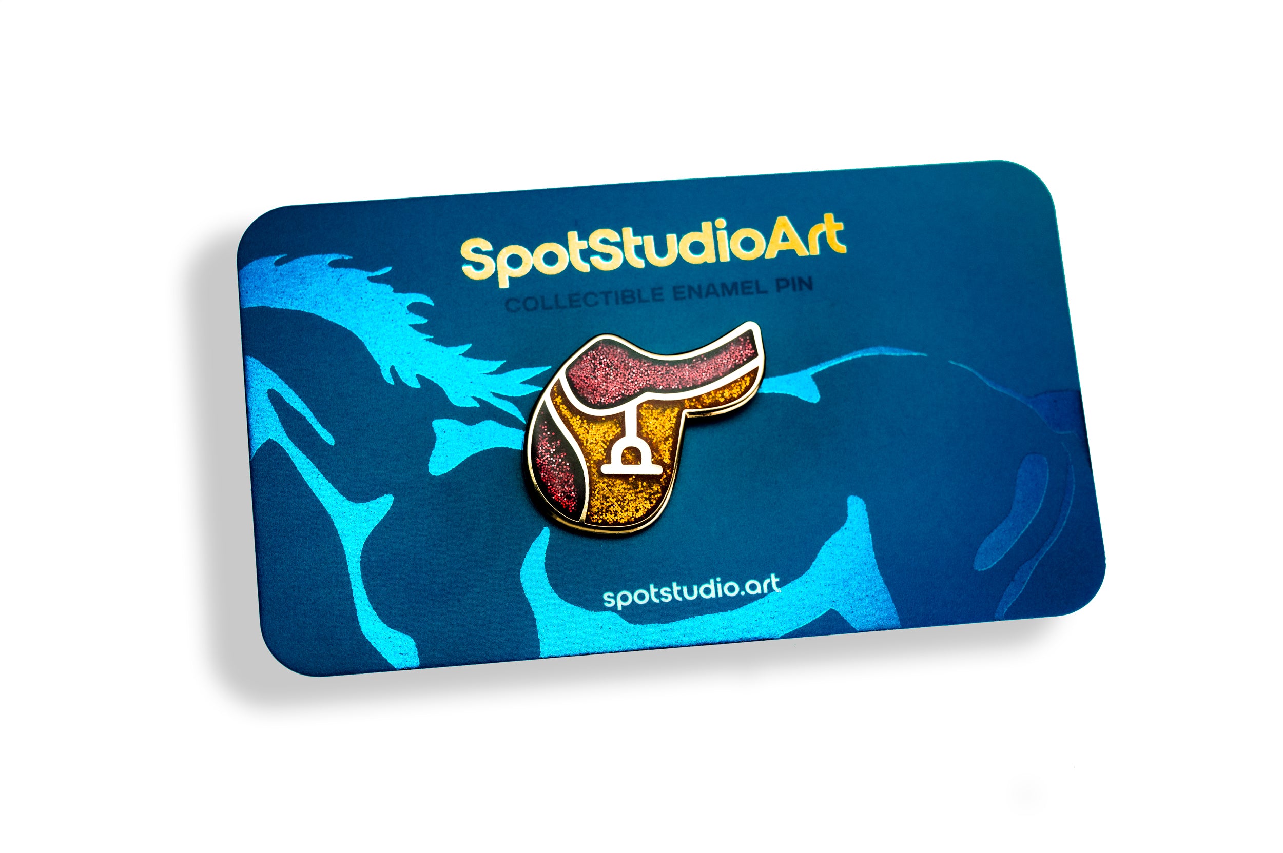 Equestrian Gold-Plated English Riding Saddle Enamel Pin