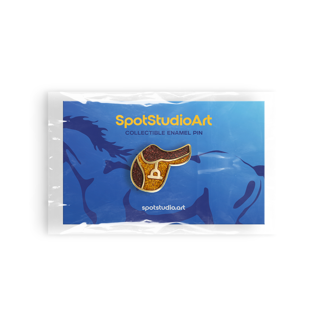 Equestrian Gold-Plated English Riding Saddle Enamel Pin