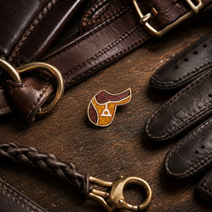 Equestrian Gold-Plated English Riding Saddle Enamel Pin