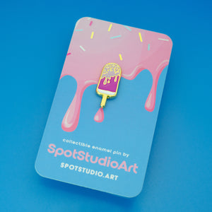 Gold-Plated Melted Ice Cream Pop Enamel Pin