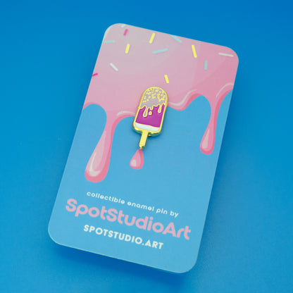 Gold-Plated Melted Ice Cream Pop Enamel Pin – Dripping with Sweet, Summer Charm