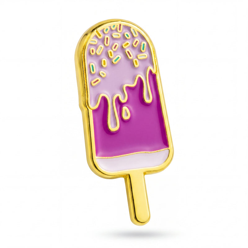 Gold-Plated Melted Ice Cream Pop Enamel Pin