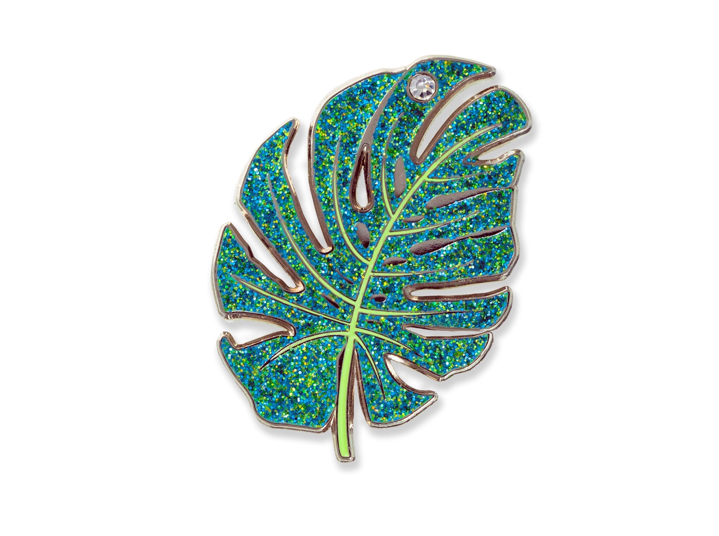 Sparkling Monstera Leaf Enamel Pin