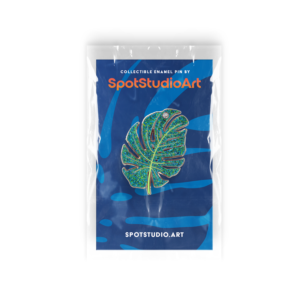 Sparkling Monstera Leaf Enamel Pin