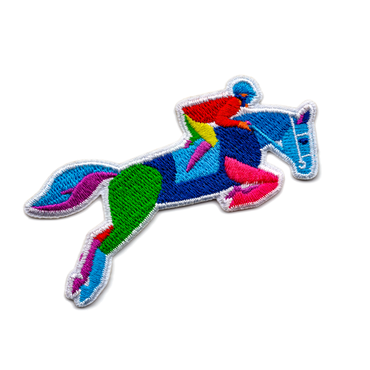 Equestrian Horse Jumping Iron-On Embroidered Patch