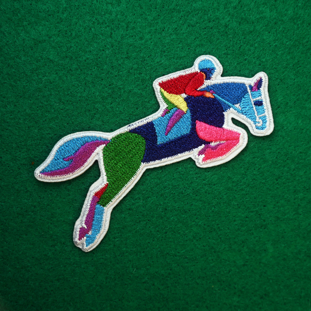 Equestrian Horse Jumping Iron-On Embroidered Patch