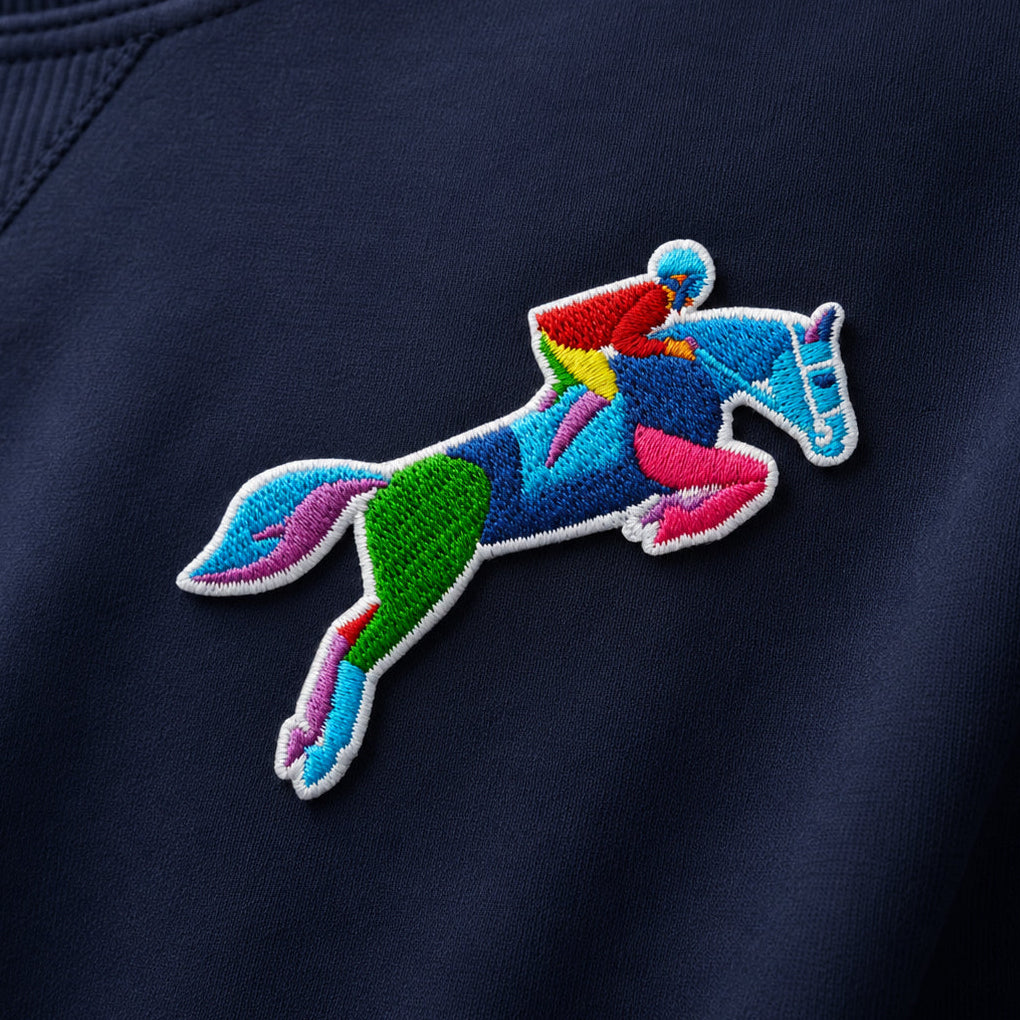 Equestrian Horse Jumping Iron-On Embroidered Patch