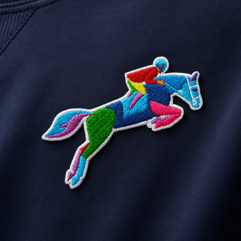 Equestrian Horse Jumping Iron-On Embroidered Patch