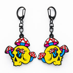 Shroom Skull 3D Rubber Keychain Charm