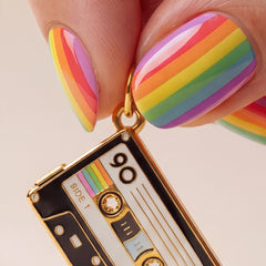 Black Cassette Tape Enamel Charm – Midnight Mix