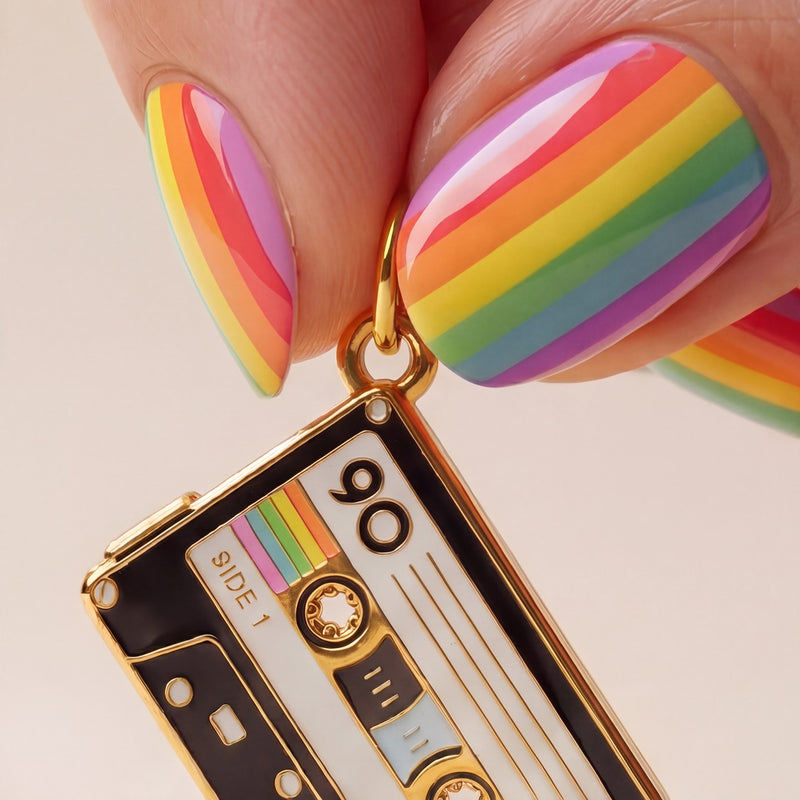 Black Cassette Tape Enamel Charm – Midnight Mix