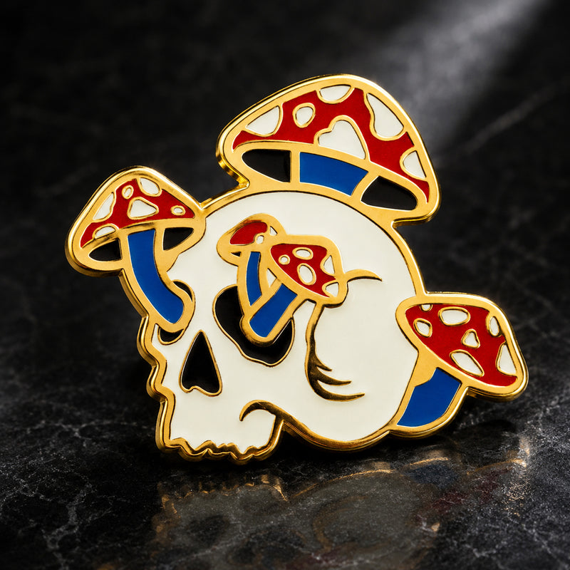 Glow-in-the-Dark Shroom Skull Enamel Pin