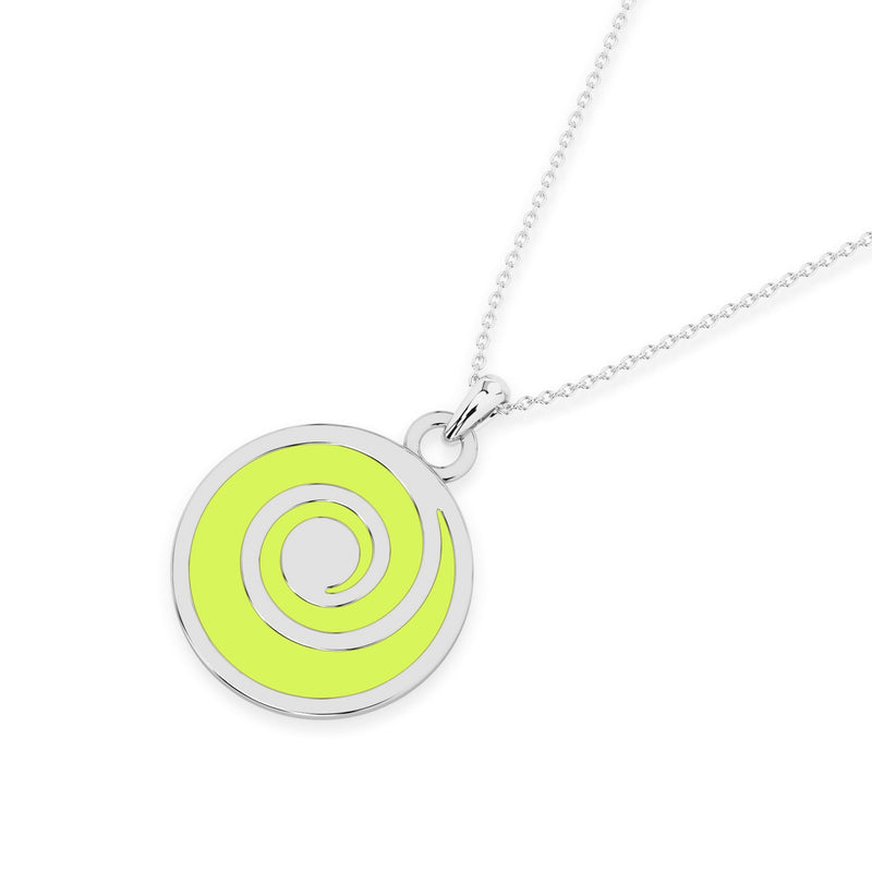 Verdant Vortex Enamel Pendant Charm Necklace