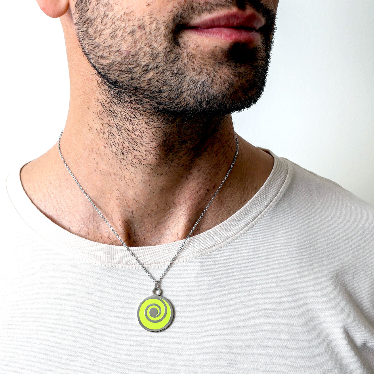 Verdant Vortex Enamel Pendant Charm Necklace
