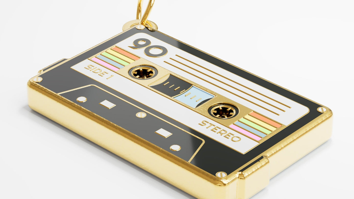 Vintage Vibes Golden Mixtape Pendant Charm
