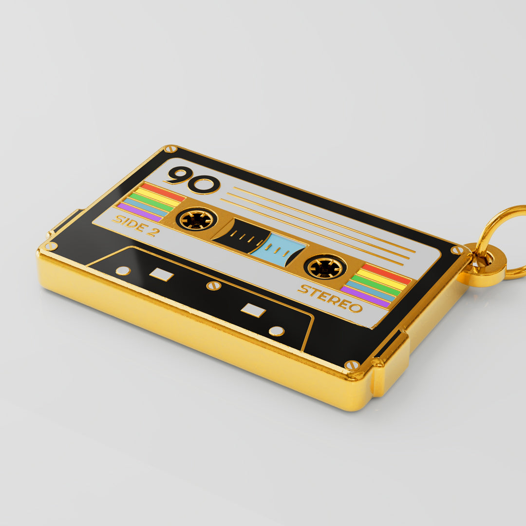 Vintage Vibes Golden Mixtape Pendant Charm