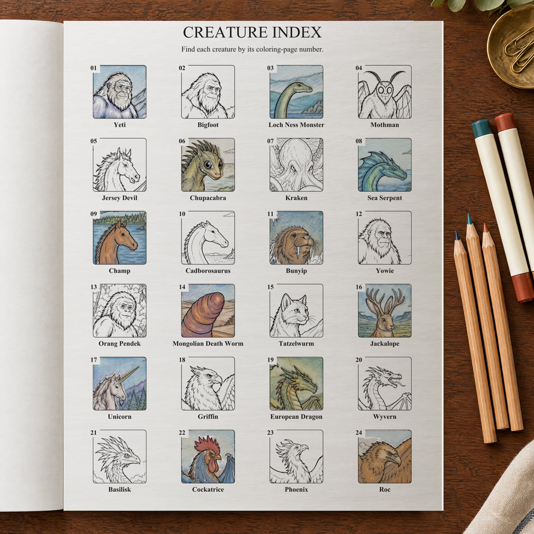 The Cryptid Field Guide Coloring Book