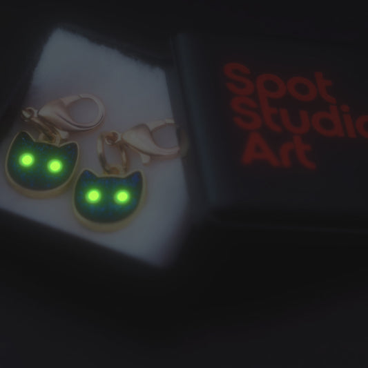 Twilight Kitties: Glowing Enamel Cat Charm Duo